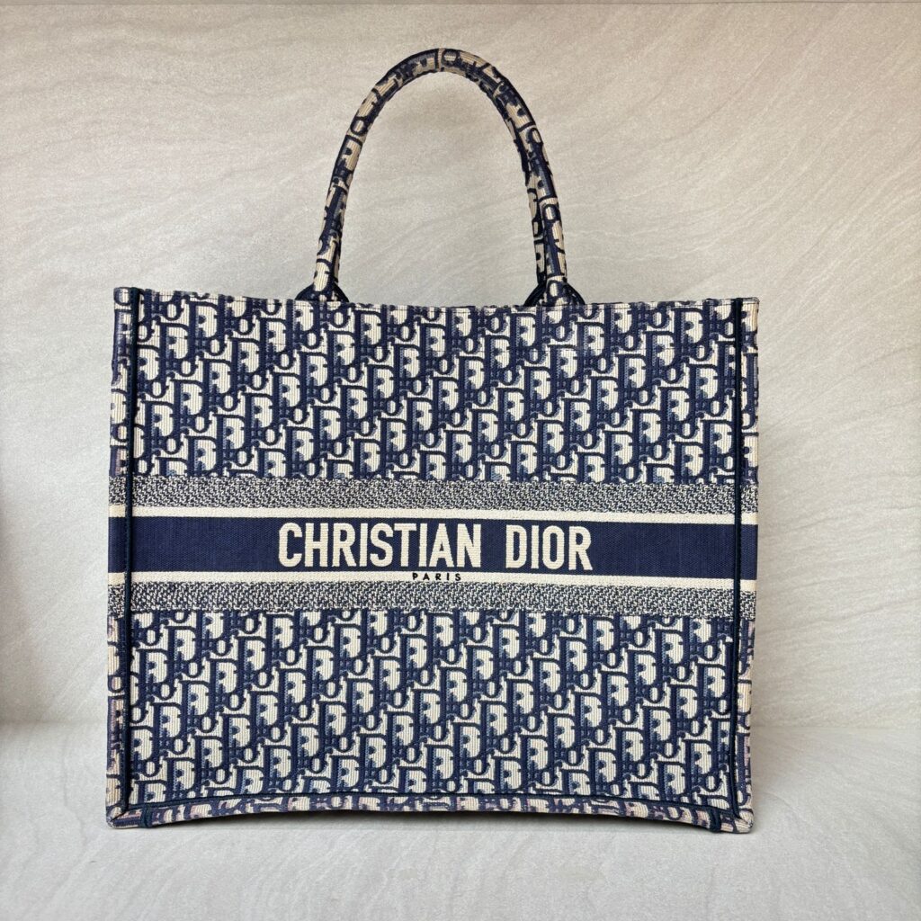 Large Book Tote Canvas Blue Oblique