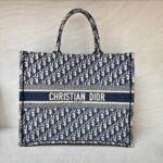 Large Book Tote Canvas Blue Oblique