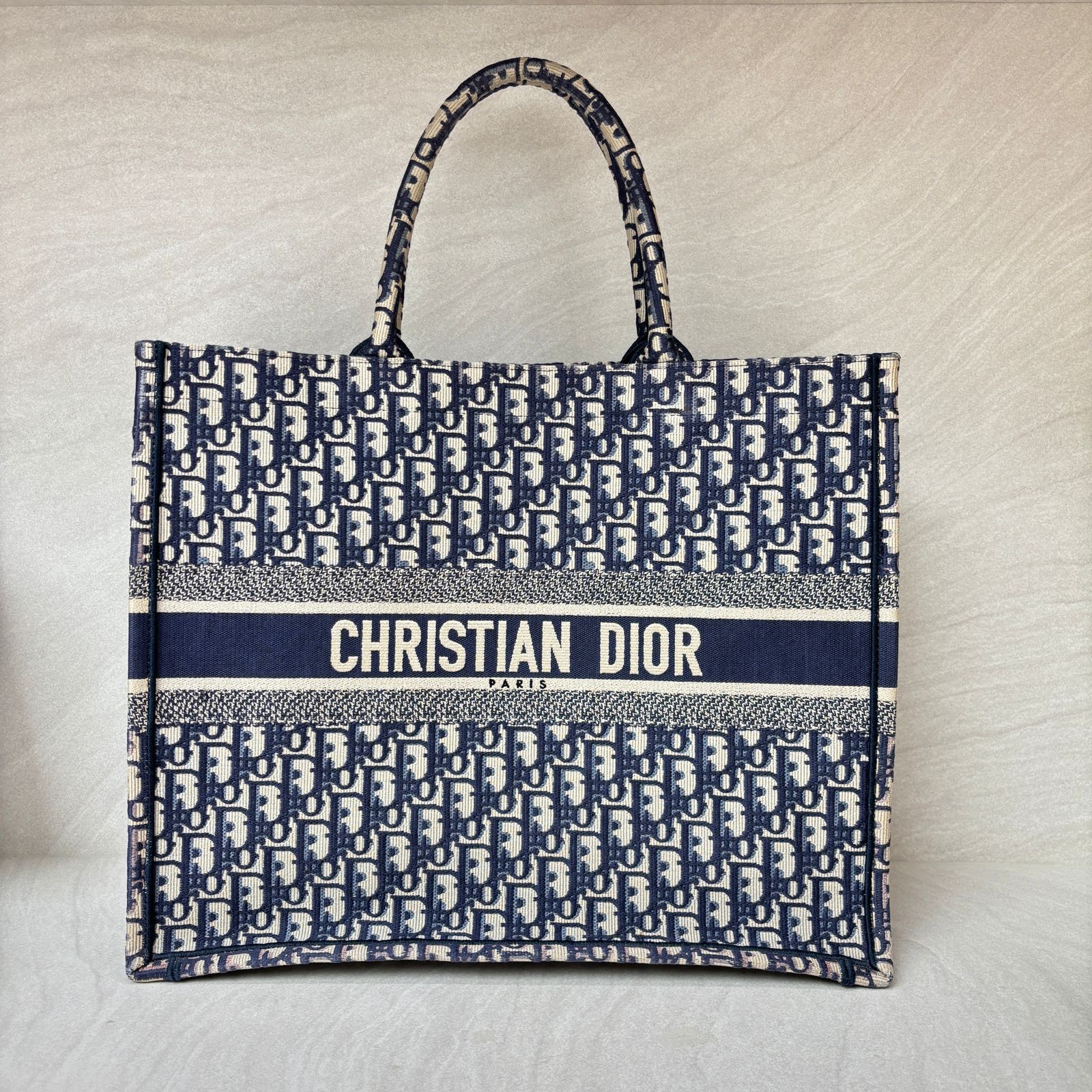 Large Book Tote Canvas Blue Oblique