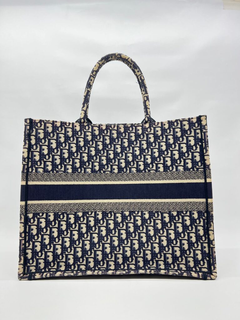 Large Book Tote Canvas Blue Oblique