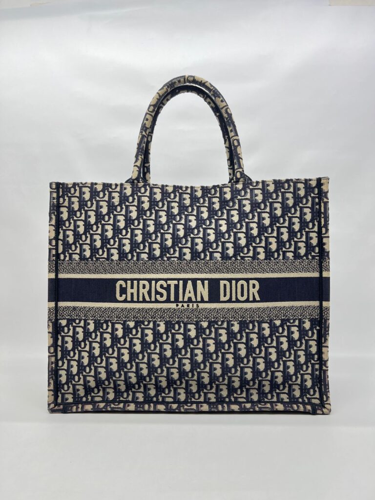 Large Book Tote Canvas Blue Oblique