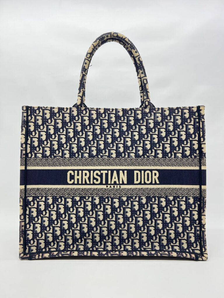 Large Book Tote Canvas Blue Oblique