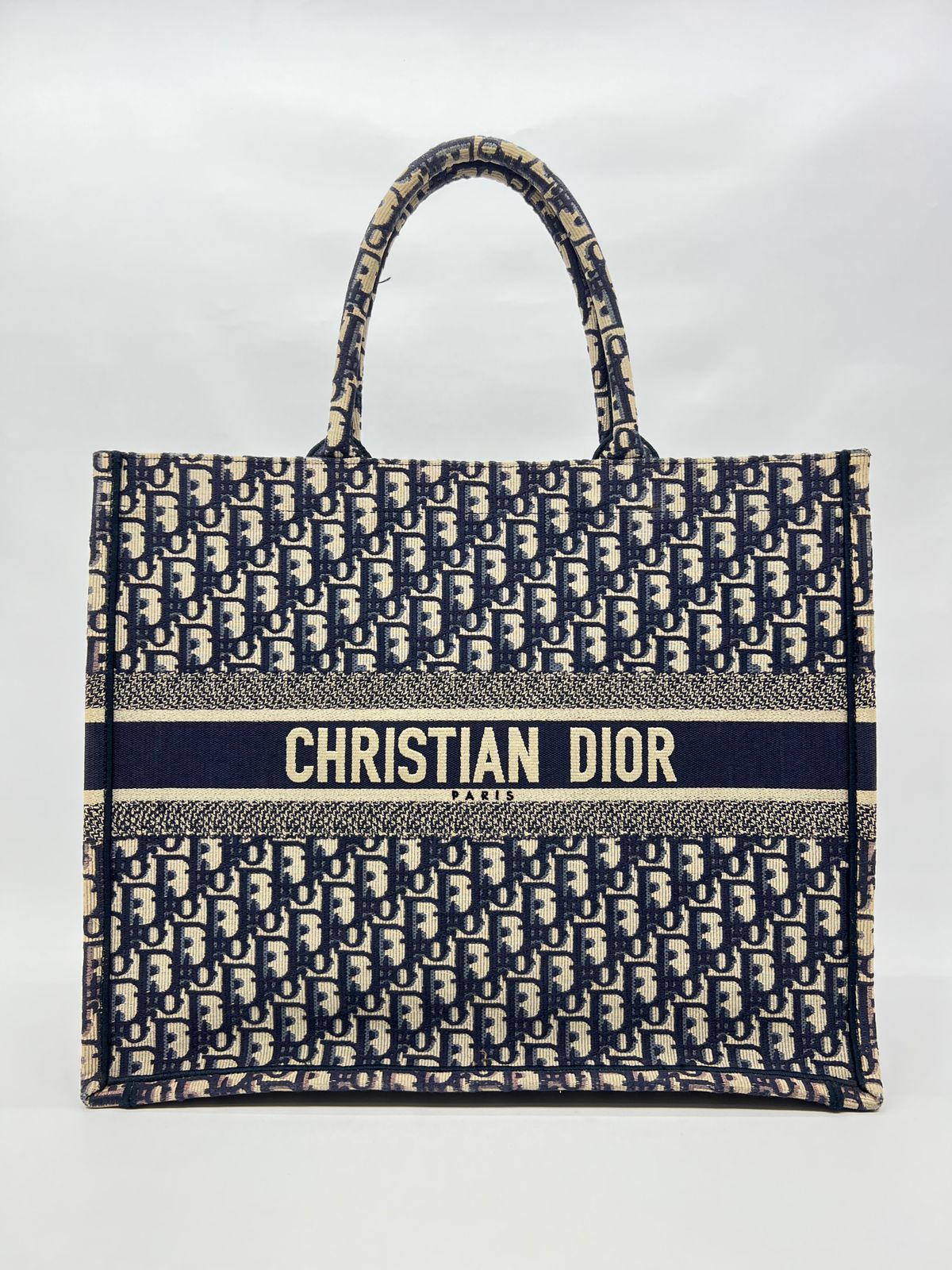 Large Book Tote Canvas Blue Oblique