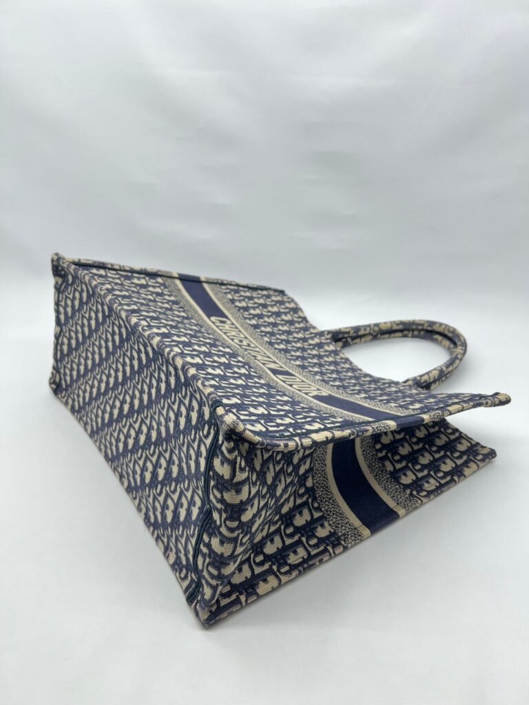 Large Book Tote Canvas Blue Oblique