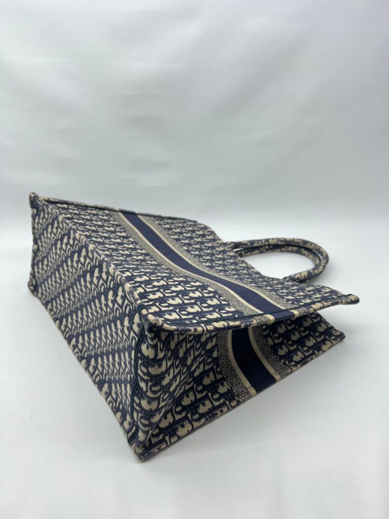 Large Book Tote Canvas Blue Oblique