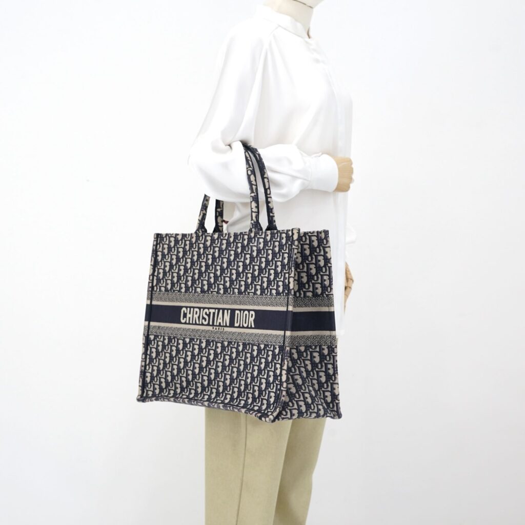 Large Book Tote Canvas Blue Oblique