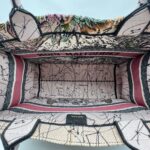 Medium Book Tote Canvas Embroidered Zodiac Pink Multicolor