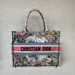 Medium Book Tote Canvas Embroidered Zodiac Pink Multicolor