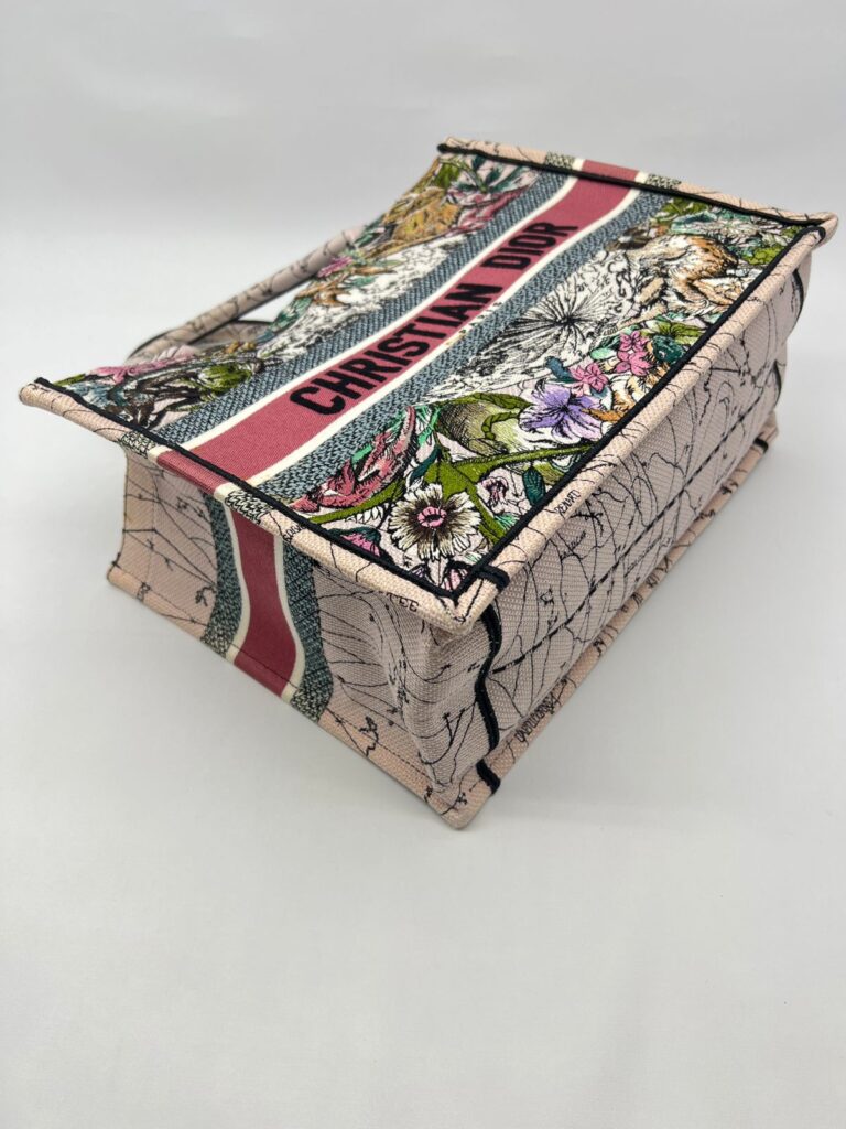 Medium Book Tote Canvas Embroidered Zodiac Pink Multicolor