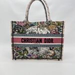 Medium Book Tote Canvas Embroidered Zodiac Pink Multicolor