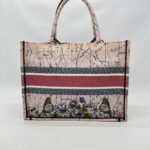 Medium Book Tote Canvas Embroidered Zodiac Pink Multicolor