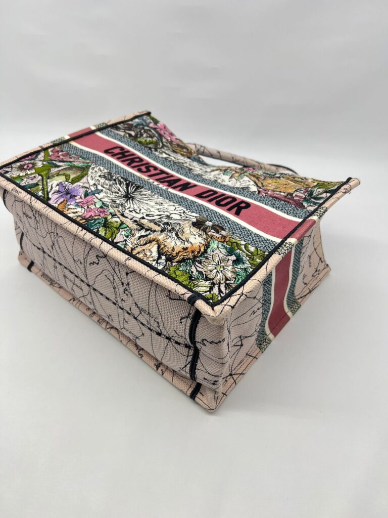 Medium Book Tote Canvas Embroidered Zodiac Pink Multicolor