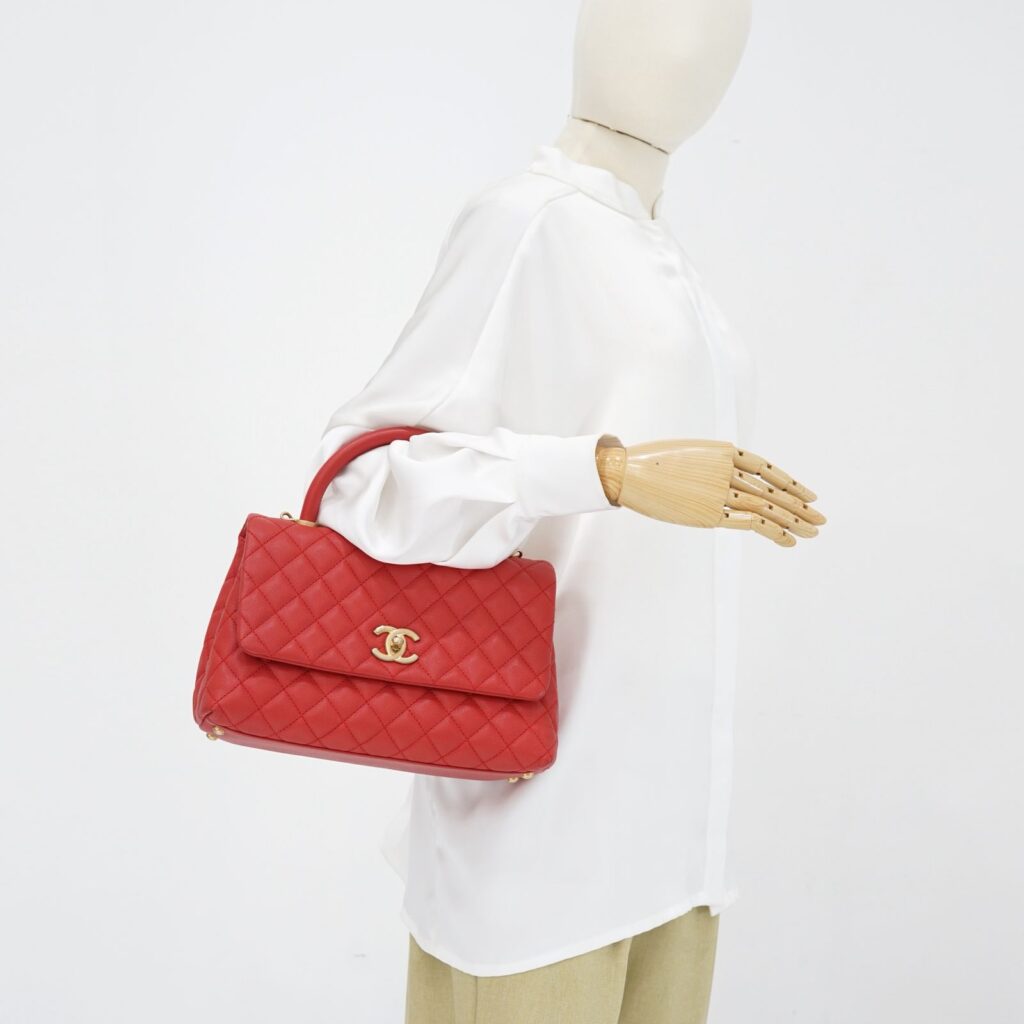 Coco Handle Medium Caviar Red