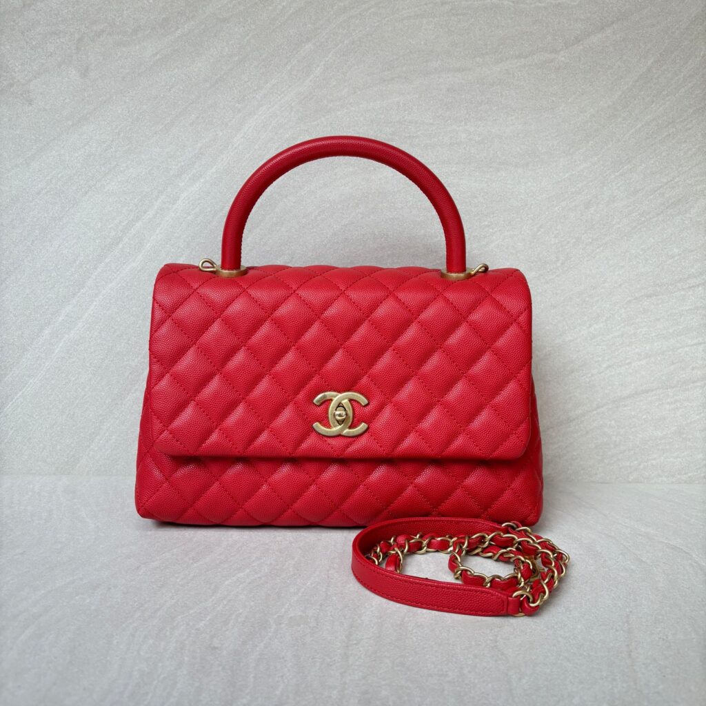 Coco Handle Medium Caviar Red