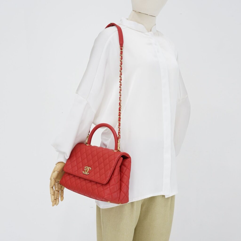 Coco Handle Medium Caviar Red