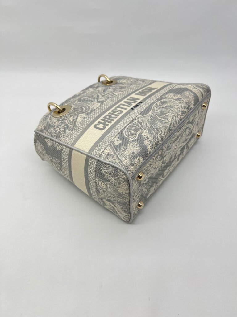 Lady Dior Medium Canvas Toile De Jouy Gray