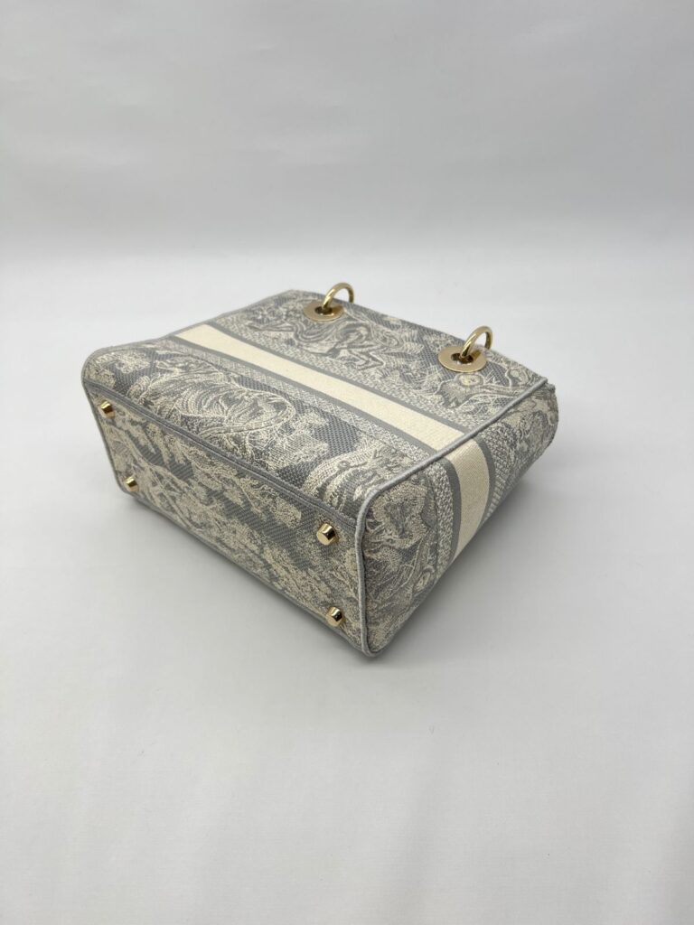 Lady Dior Medium Canvas Toile De Jouy Gray