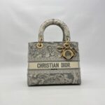 Lady Dior Medium Canvas Toile De Jouy Gray