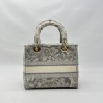 Lady Dior Medium Canvas Toile De Jouy Gray