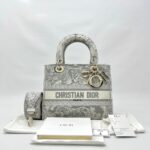 Lady Dior Medium Canvas Toile De Jouy Gray