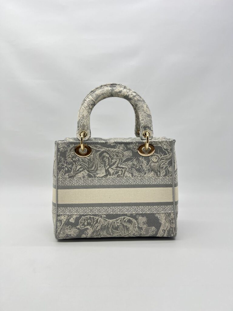 Lady Dior Medium Canvas Toile De Jouy Gray