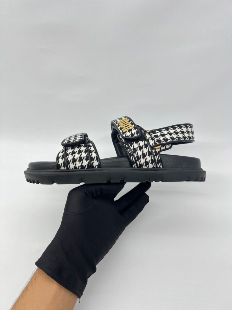 Dioract Sandal Canvas Houndstooth Black White 