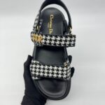 Dioract Sandal Canvas Houndstooth Black White 