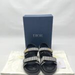 Dioract Sandal Canvas Houndstooth Black White 