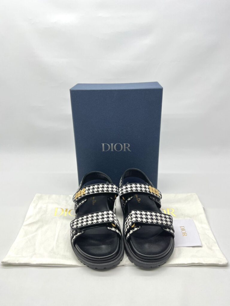 Dioract Sandal Canvas Houndstooth Black White 