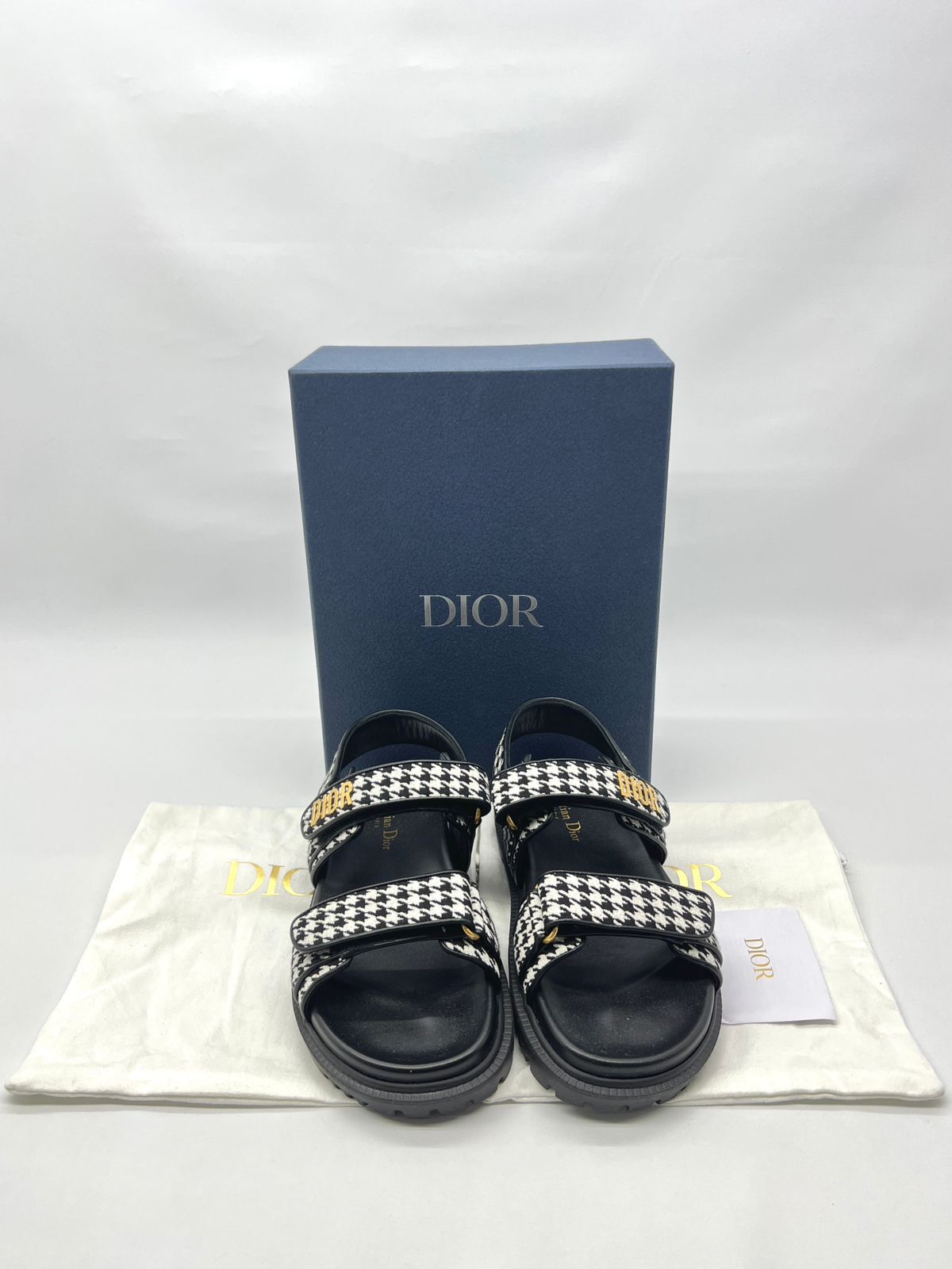 Dioract Sandal Canvas Houndstooth Black White 