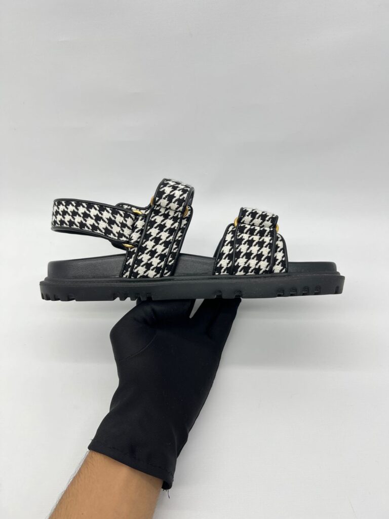 Dioract Sandal Canvas Houndstooth Black White 