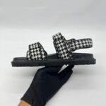 Dioract Sandal Canvas Houndstooth Black White 