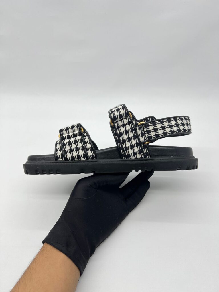 Dioract Sandal Canvas Houndstooth Black White 