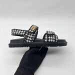 Dioract Sandal Canvas Houndstooth Black White 