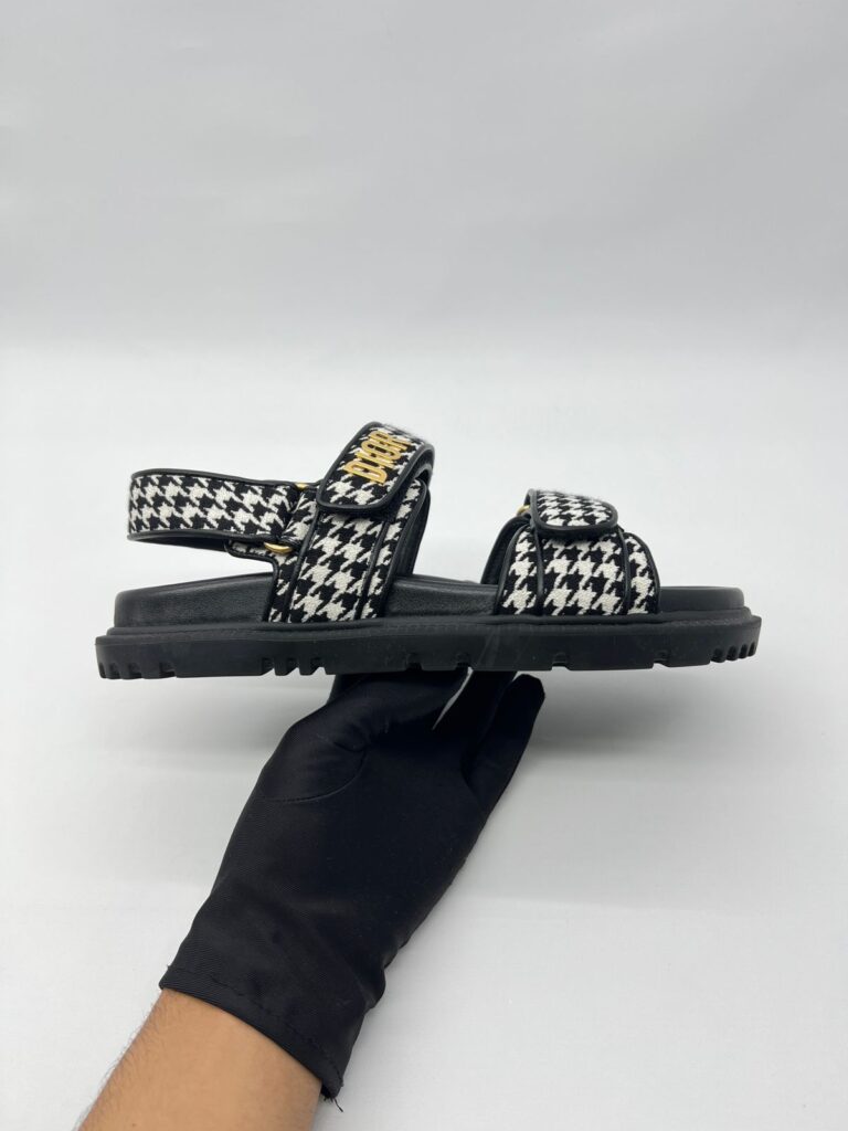 Dioract Sandal Canvas Houndstooth Black White 
