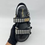 Dioract Sandal Canvas Houndstooth Black White 