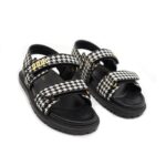 Dioract Sandal Canvas Houndstooth Black White 