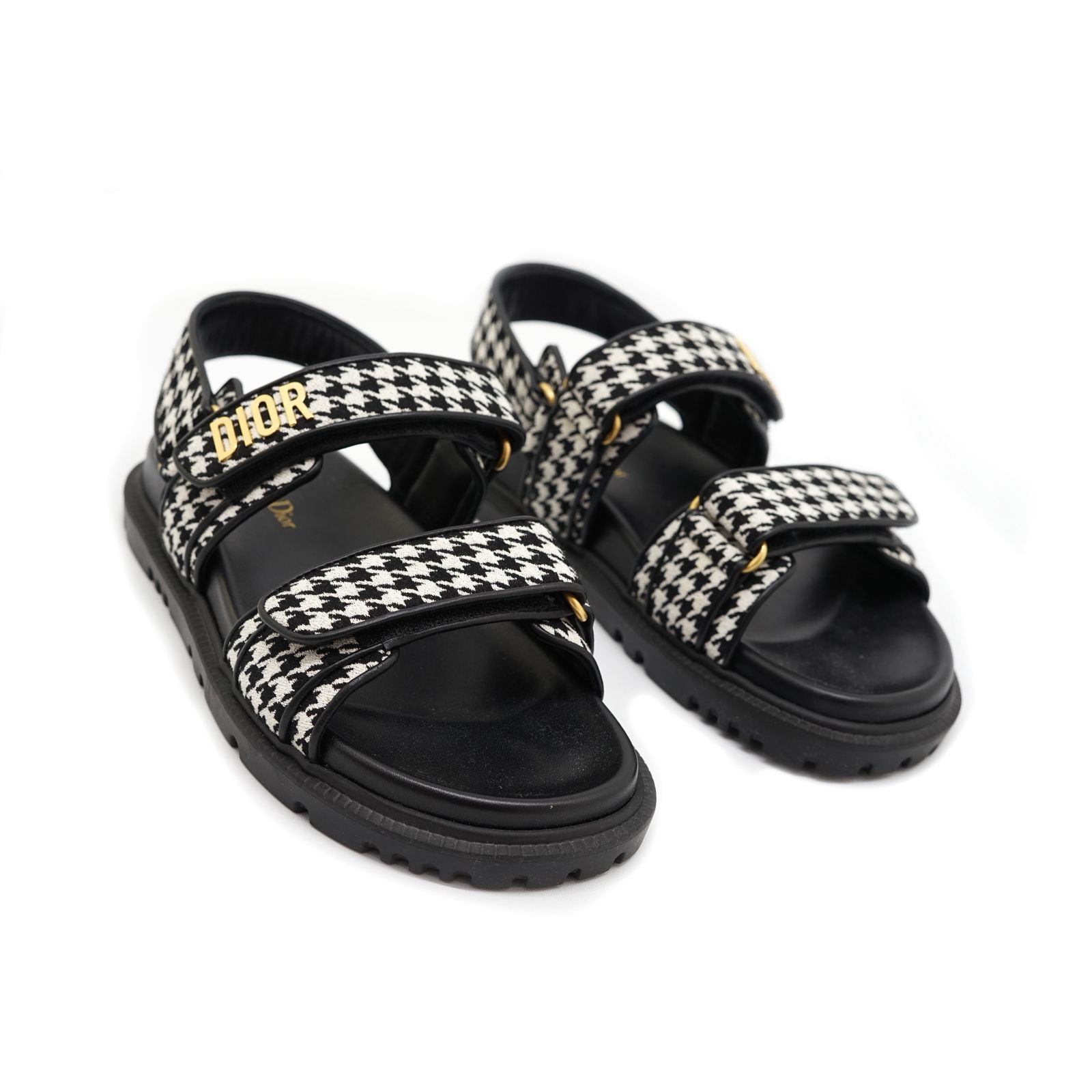Dioract Sandal Canvas Houndstooth Black White 