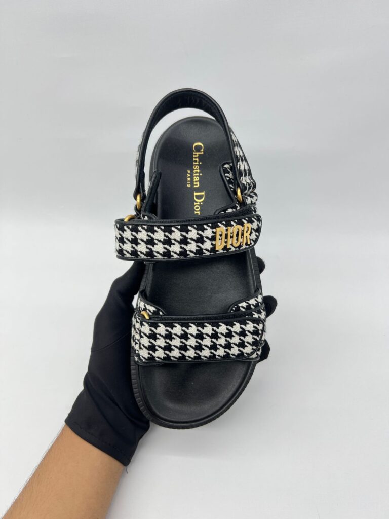 Dioract Sandal Canvas Houndstooth Black White 