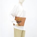 Flat Clutch Geo Laurel Visetos Cognac Embroidered