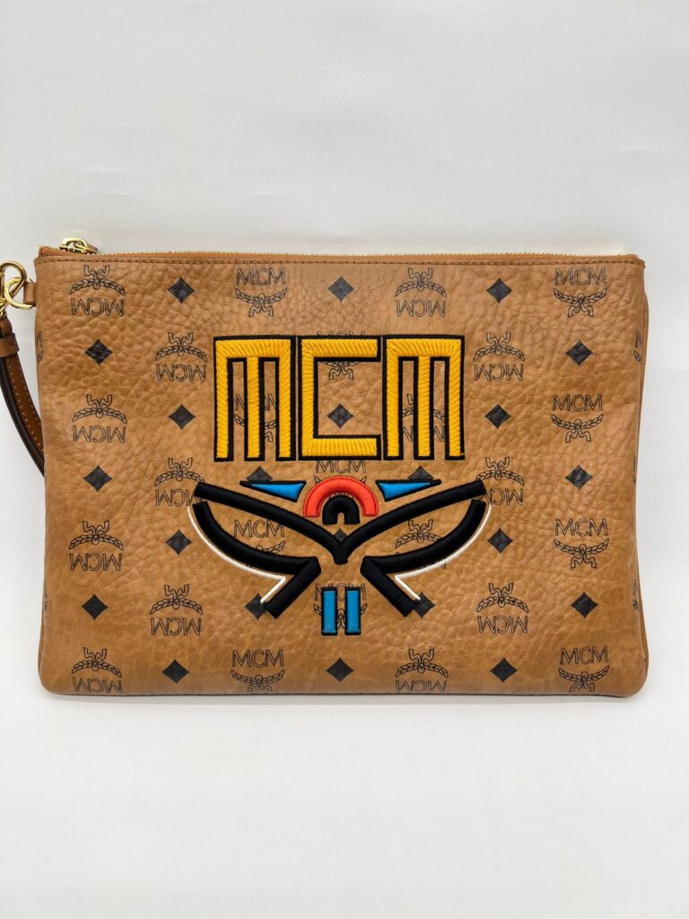 Flat Clutch Geo Laurel Visetos Cognac Embroidered