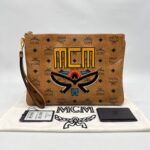 Flat Clutch Geo Laurel Visetos Cognac Embroidered