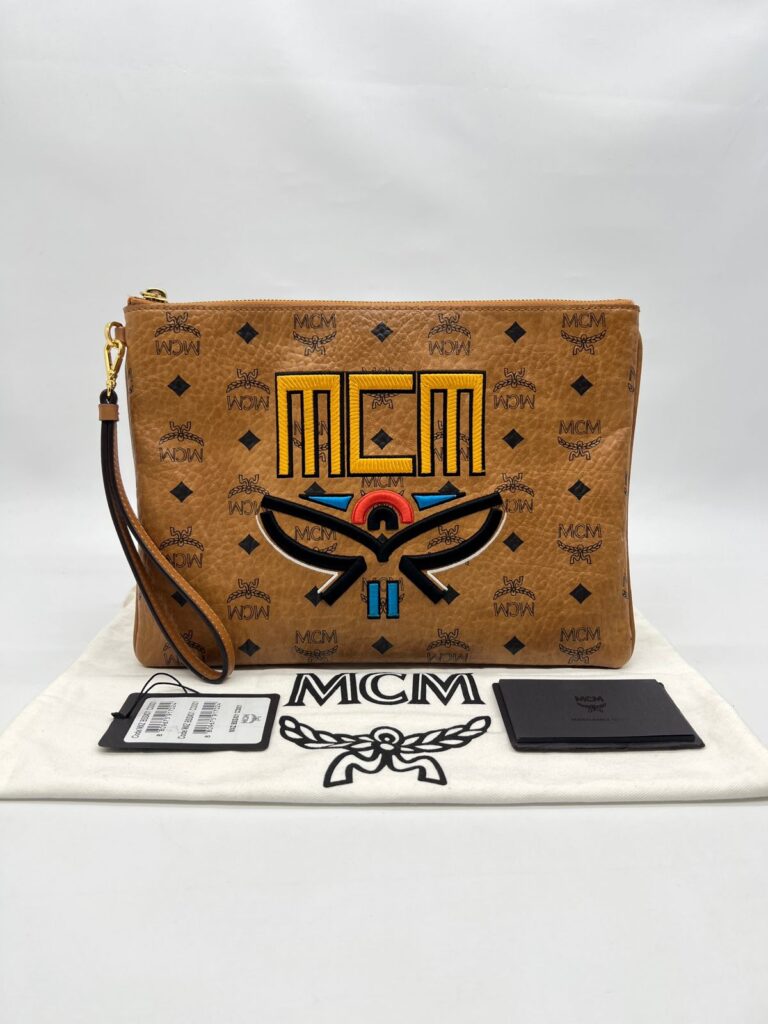 Flat Clutch Geo Laurel Visetos Cognac Embroidered