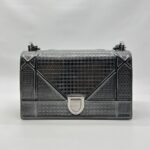 Diorama Flap Metallic Calfskin Dark Grey