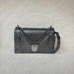 Diorama Flap Metallic Calfskin Dark Grey