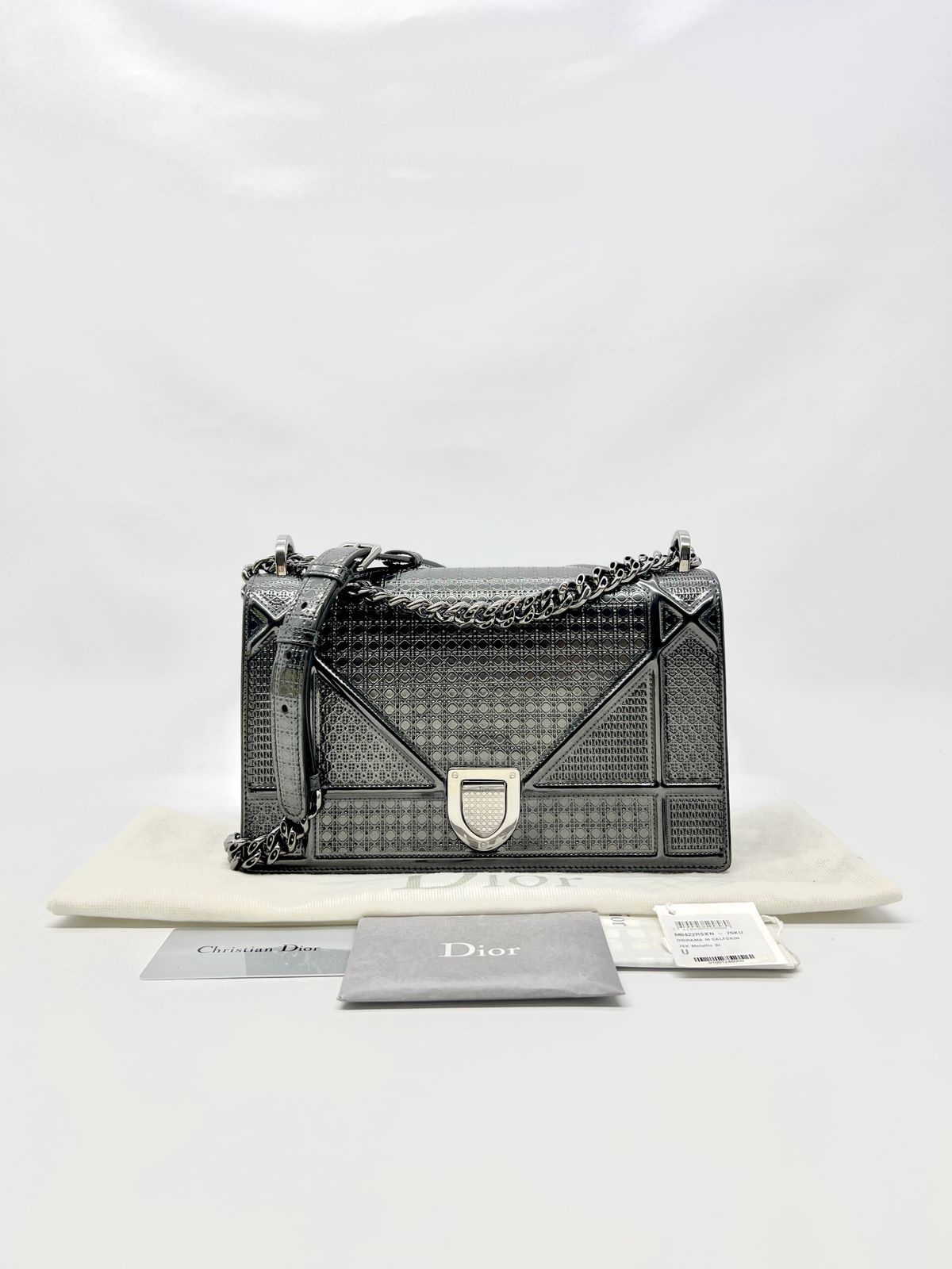 Diorama Flap Metallic Calfskin Dark Grey
