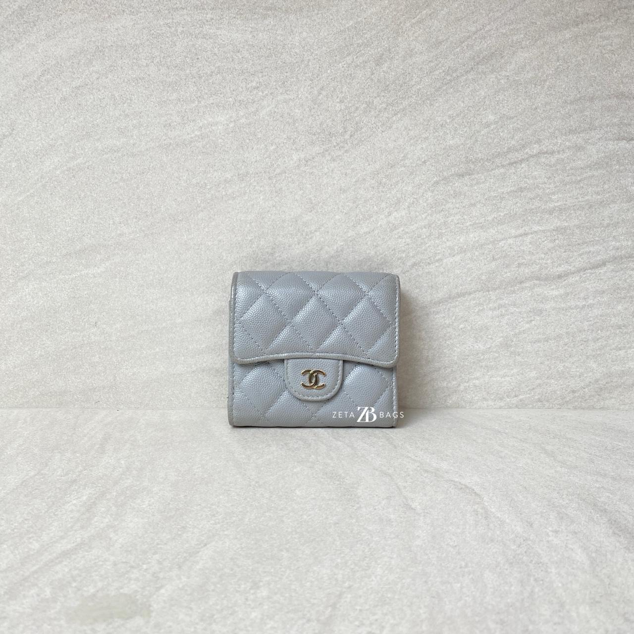 Chanel Trifold Wallet Caviar Light Grey