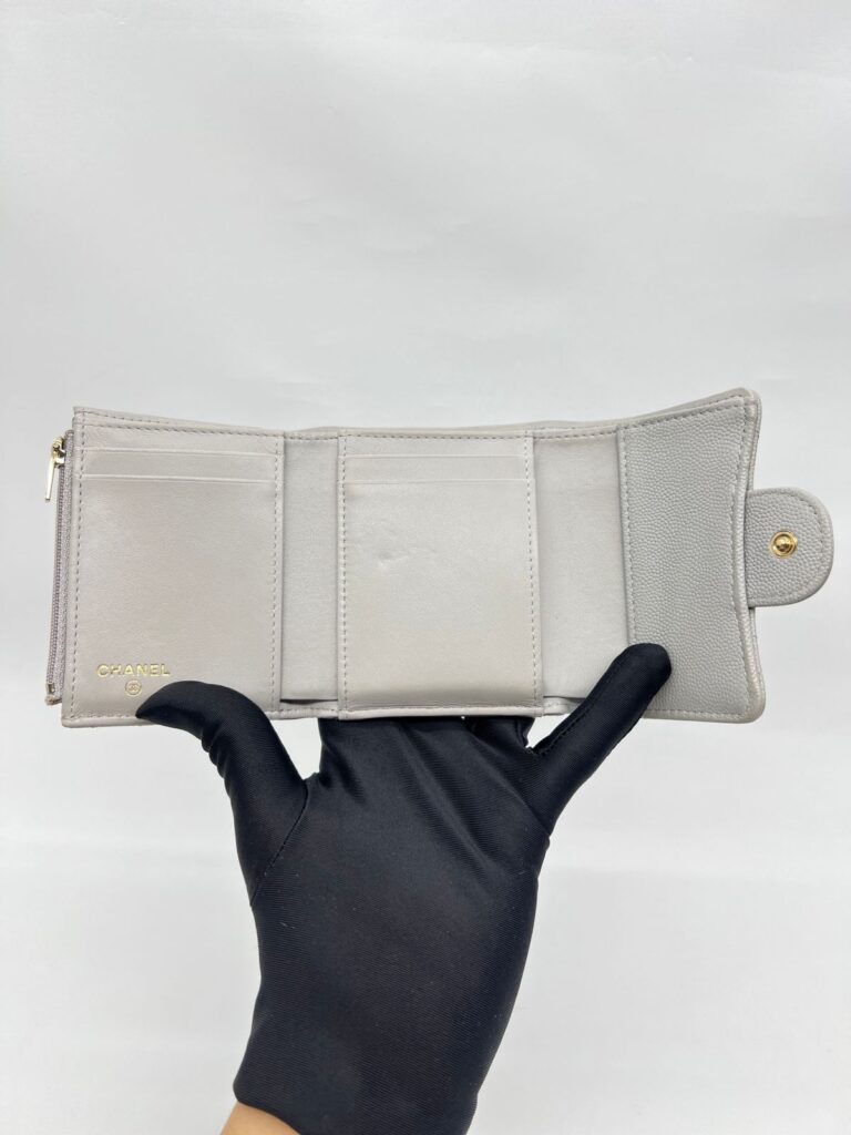 Chanel Trifold Wallet Caviar Light Grey