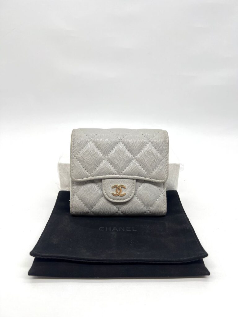 Chanel Trifold Wallet Caviar Light Grey