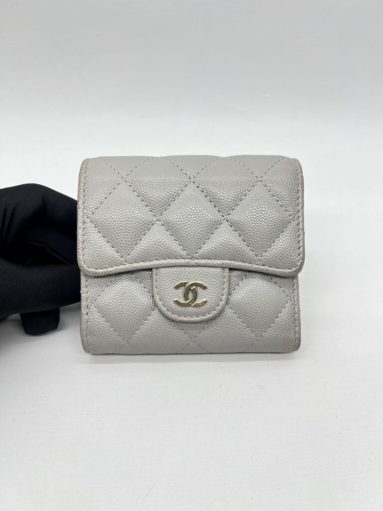 Chanel Trifold Wallet Caviar Light Grey